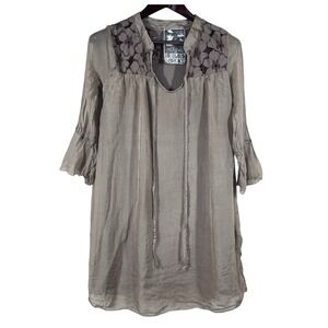 Young Fabulous & Broke Mini Shift Dress Womens XS Brown Silk Lined Romantic Boho